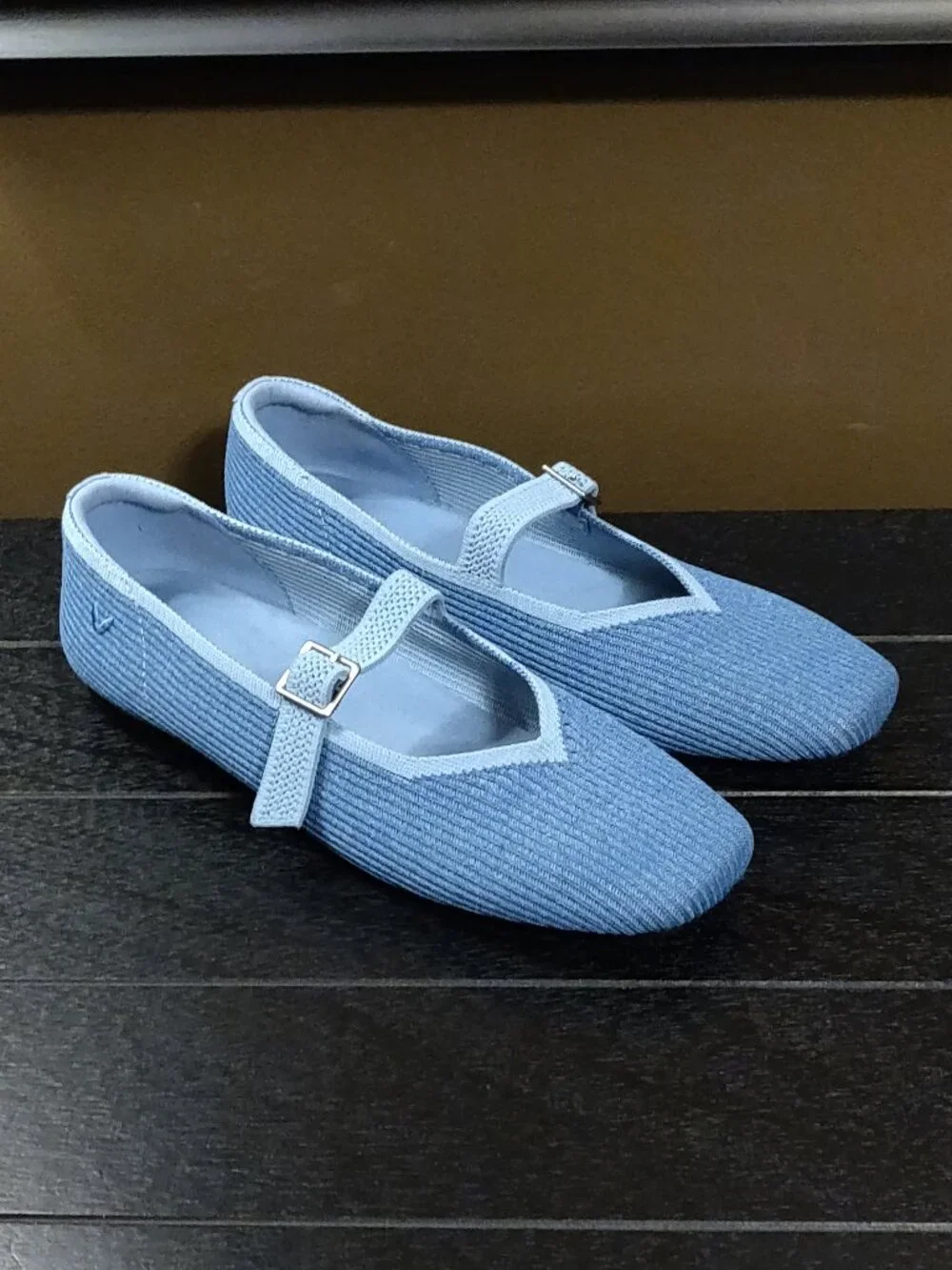 Vivaia Margot Mary Jane Square Toe Denim Blue EU SIZE 39/US SIZE 8